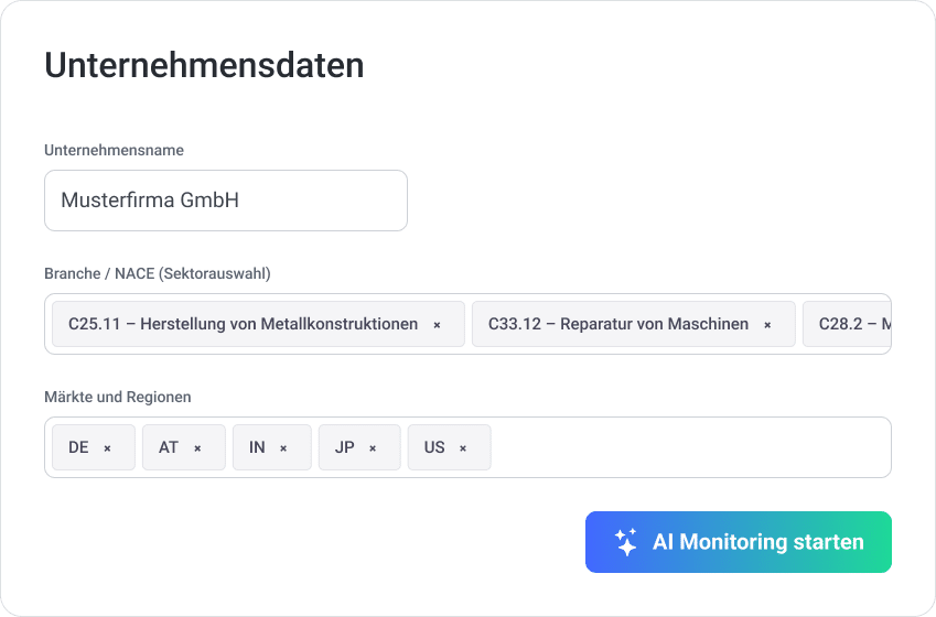 CONSUST FramesCube AI Kataster Unternehmensprofil erstellen