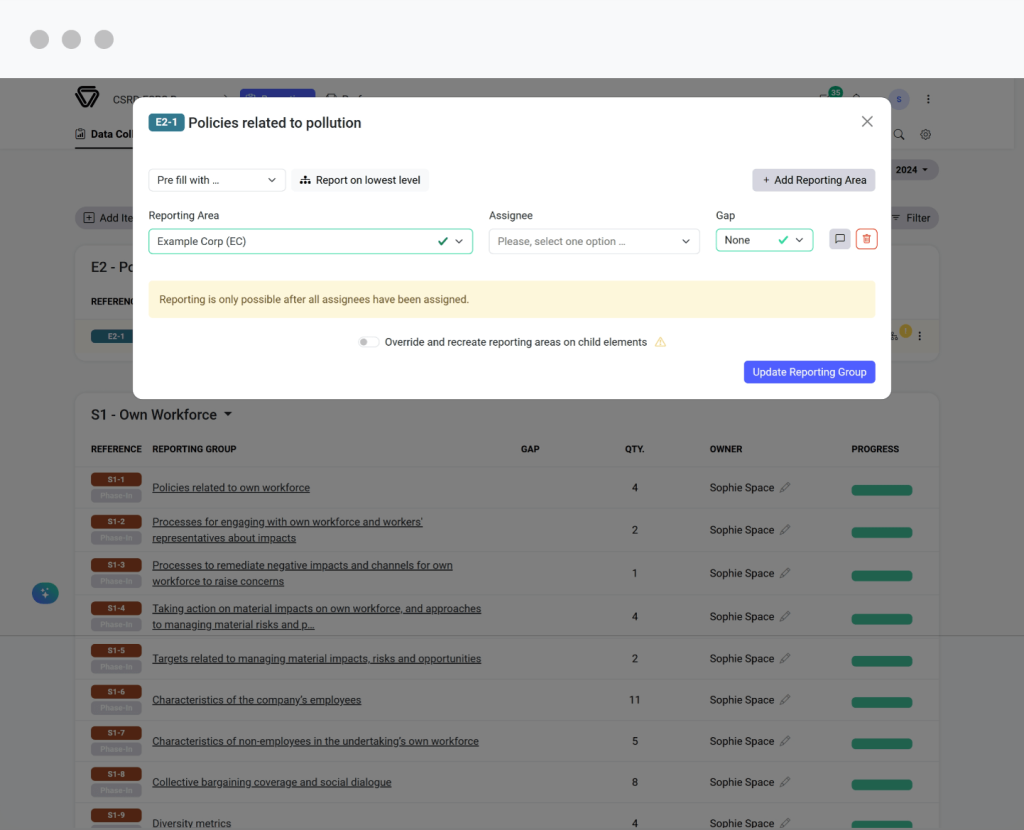 CSRD FramesCube Zuordnung und GAP