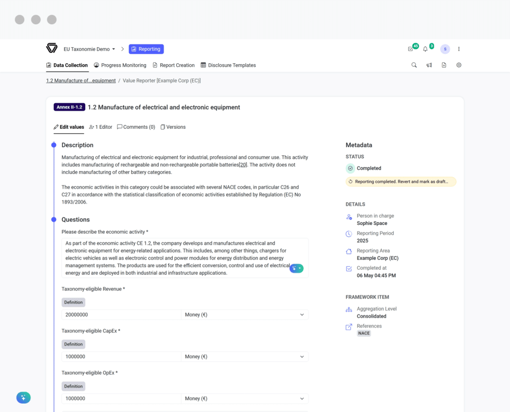 CONSUST FramesCube EU Taxonomie Software Taxonomiefähige KPIs ermitteln