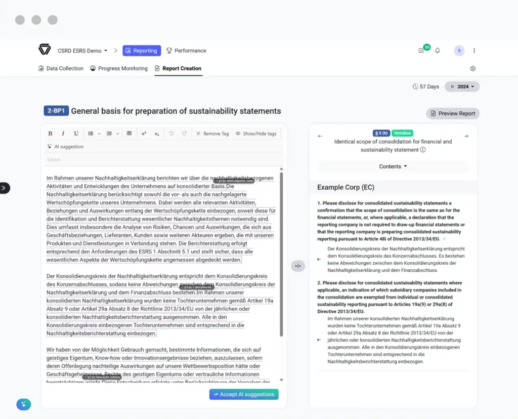csrd screenshot report generation 5