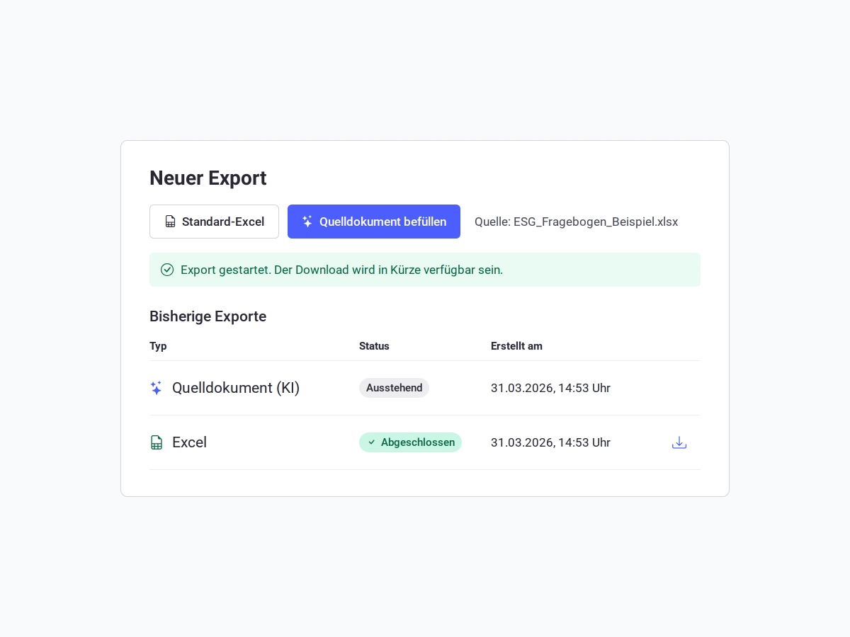 consust ai forms export questionnaire