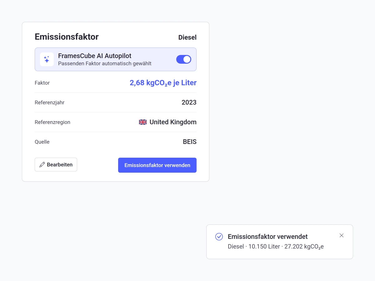 consust framescube ccf software emissions calculation